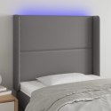 Zagłówek do łóżka z LED, szary, 93x16x118/128cm, sztuczna skóra Lumarko!