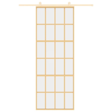 Drzwi przesuwne, złote, 76x205 cm, przezroczyste szkło ESG Lumarko!