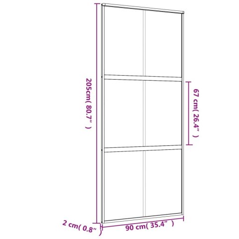 VidaXL Drzwi przesuwne, złote, 90x205 cm, mrożone szkło ESG, aluminium