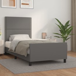 Rama łóżka z zagłówkiem, szara, 90x200 cm, obite sztuczną skórą Lumarko! XXX