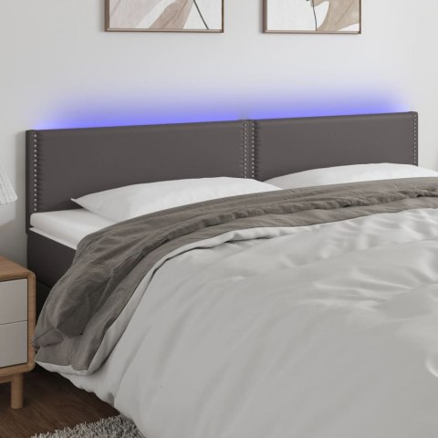 Zagłówek do łóżka z LED, szary, 180x5x78/88 cm, sztuczna skóra Lumarko!