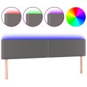 Zagłówek do łóżka z LED, szary, 180x5x78/88 cm, sztuczna skóra Lumarko!