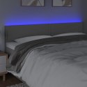 Zagłówek do łóżka z LED, szary, 180x5x78/88 cm, sztuczna skóra Lumarko!