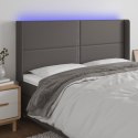 Zagłówek do łóżka z LED, szary, 183x16x118/128cm sztuczna skóra Lumarko!