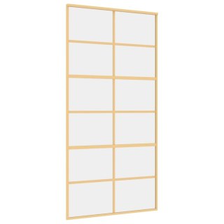 VidaXL Drzwi przesuwne, złote, 102,5x205 cm, przezroczyste szkło ESG