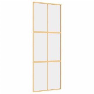 VidaXL Drzwi przesuwne, złote, 76x205 cm, przezroczyste szkło ESG