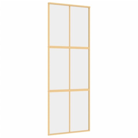 Drzwi przesuwne, złote, 76x205 cm, przezroczyste szkło ESG Lumarko!