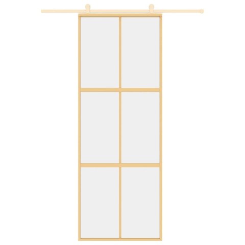 Drzwi przesuwne, złote, 76x205 cm, przezroczyste szkło ESG Lumarko!