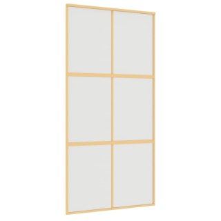 VidaXL Drzwi przesuwne, złote, 102,5x205 cm, mrożone szkło ESG