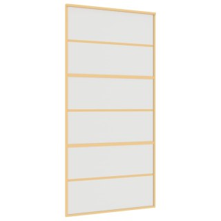 VidaXL Drzwi przesuwne, złote, 102,5x205 cm, mrożone szkło ESG
