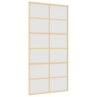 VidaXL Drzwi przesuwne, złote, 102,5x205 cm, mrożone szkło ESG