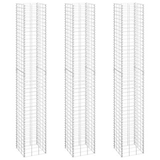 Wysokie donice gabionowe, 3 szt., 30x30x200 cm, żelazo Lumarko!