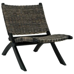 Krzesło, czarne, naturalny rattan kubu i lite drewno mahoniowe Lumarko!
