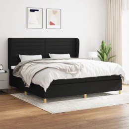 Łóżko kontynentalne z materacem, czarne, tkanina, 200x200 cm Lumarko!