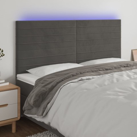 Zagłówek do łóżka z LED, ciemnoszary, 180x5x118/128 cm, aksamit Lumarko!