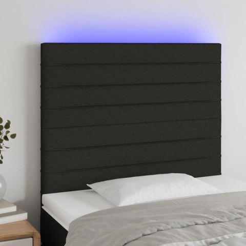 Zagłówek do łóżka z LED, czarny, 100x5x118/128 cm, tkanina Lumarko!