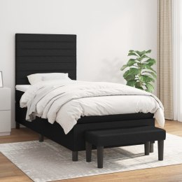 Łóżko kontynentalne z materacem, czarne, tkanina 90x190 cm Lumarko!