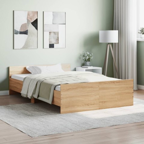 Rama łóżka z wezgłowiem i zanóżkiem, dąb sonoma, 120x190 cm Lumarko!