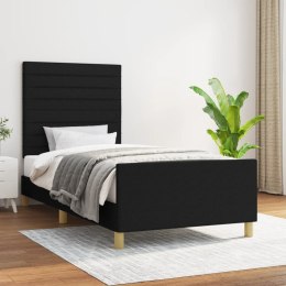 Rama łóżka z zagłówkiem, czarna, 90x190 cm, obita tkaniną Lumarko!