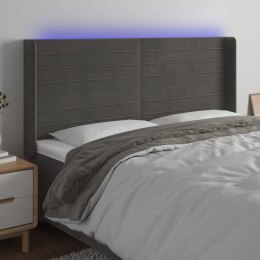Zagłówek do łóżka z LED, ciemnoszary, 183x16x118/128cm, aksamit Lumarko!