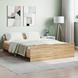 Rama łóżka z wezgłowiem i zanóżkiem, dąb sonoma, 135x190 cm Lumarko!