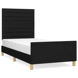 Rama łóżka z zagłówkiem, czarna, 90x200 cm, obita tkaniną Lumarko!