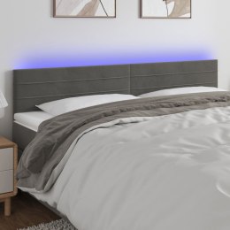 Zagłówek do łóżka z LED, ciemnoszary, 180x5x78/88 cm, aksamit Lumarko!