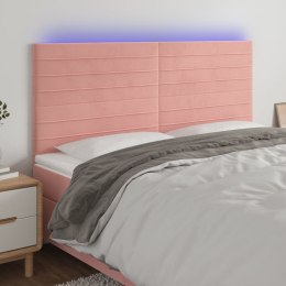 Zagłówek do łóżka z LED, różowy, 180x5x118/128 cm, aksamit Lumarko!