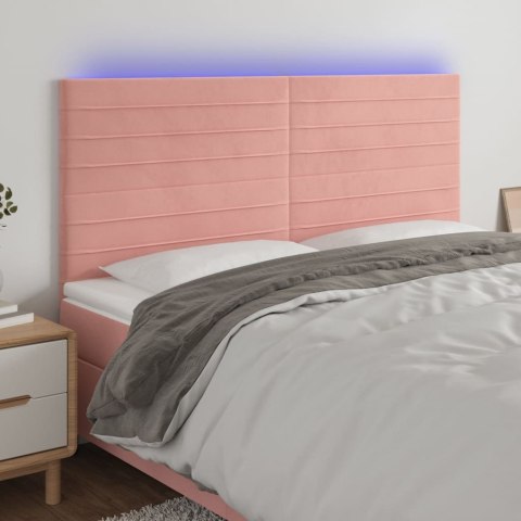 Zagłówek do łóżka z LED, różowy, 180x5x118/128 cm, aksamit Lumarko!