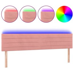 Zagłówek do łóżka z LED, różowy, 180x5x78/88 cm, aksamit Lumarko!
