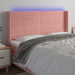 Zagłówek do łóżka z LED, różowy, 183x16x118/128 cm, aksamit Lumarko!