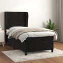 Łóżko kontynentalne z materacem, czarne, aksamit 90x190 cm Lumarko!