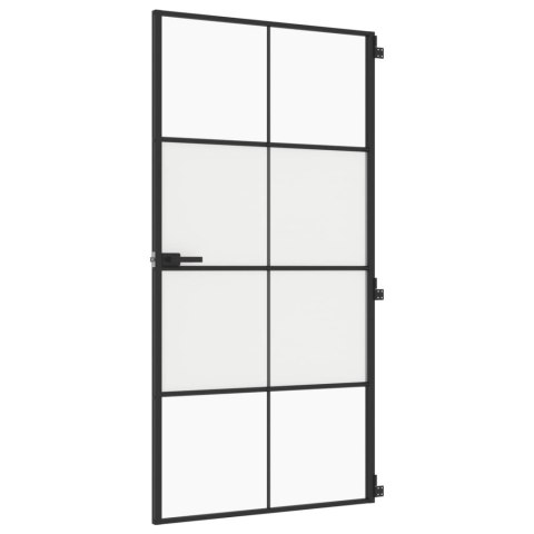 Drzwi wewnętrzne, czarne, 102,5x201,5 cm, szkło i aluminium Lumarko!