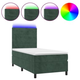  Łóżko kontynentalne z materacem i LED zielony aksamit 100x200cm Lumarko!
