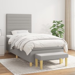 Łóżko kontynentalne z materacem, jasnoszare, tkanina, 90x200 cm Lumarko!