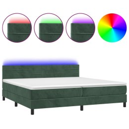  Łóżko kontynentalne z materacem i LED zielony aksamit 200x200cm Lumarko!