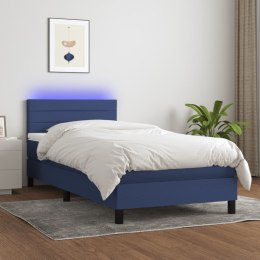  Łóżko kontynentalne z materacem, niebieskie, 90x190 cm, tkanina Lumarko!
