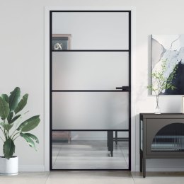 Drzwi wewnętrzne, czarne, 102,5x201,5 cm, szkło i aluminium Lumarko!