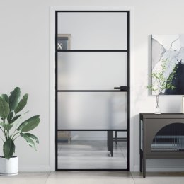Drzwi wewnętrzne, czarne, 93x201,5 cm, szkło i aluminium Lumarko!