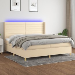Łóżko kontynentalne z materacem, kremowe, 200x200 cm, tkanina Lumarko!
