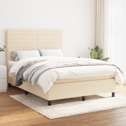  Łóżko kontynentalne z materacem, kremowe, tkanina, 140x190 cm Lumarko!