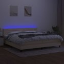  Łóżko kontynentalne z materacem, kremowe, 200x200 cm, tkanina Lumarko!