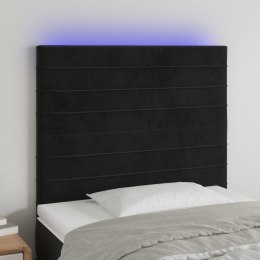Zagłówek do łóżka z LED, czarny, 100x5x118/128 cm, aksamit Lumarko!