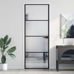 Drzwi wewnętrzne, czarne, 76x201,5 cm, szkło i aluminium Lumarko!