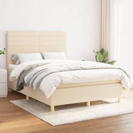  Łóżko kontynentalne z materacem, kremowe, tkanina, 140x190 cm Lumarko!