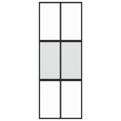 Drzwi przesuwne, czarne, 76x205 cm, szkło hartowane, aluminium Lumarko!