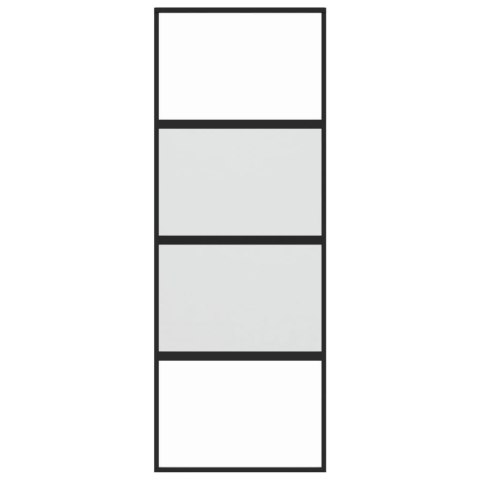 Drzwi przesuwne, czarne, 76x205 cm, szkło hartowane, aluminium Lumarko!