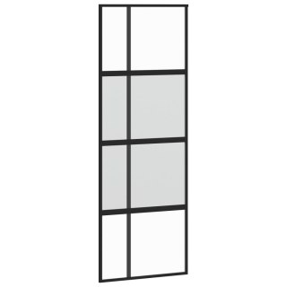Drzwi przesuwne, czarne, 76x205 cm, szkło hartowane, aluminium Lumarko!