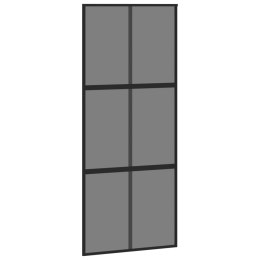 Drzwi przesuwne, czarne, 90x205 cm, szkło hartowane, aluminium Lumarko!
