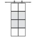 Drzwi przesuwne, czarne, 90x205 cm, szkło hartowane, aluminium Lumarko!